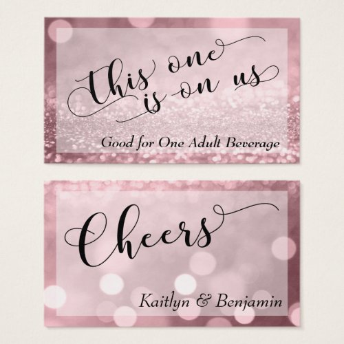 Rose Gold Glitter Bokeh Typography Drink Ticket 2