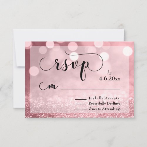 Rose Gold Glitter Bokeh  Typography RSVP