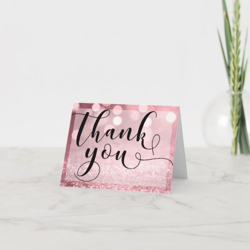 Rose Gold Glitter Bokeh  Typography Thank You