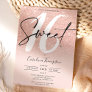 Rose gold glitter border script photo Sweet 16 Invitation