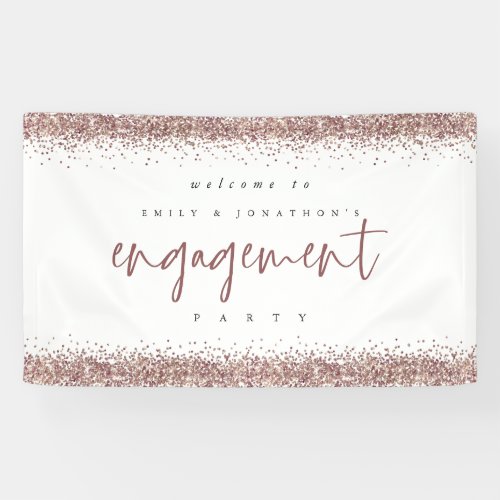 Rose Gold Glitter Borders Welcome Engagement Party Banner