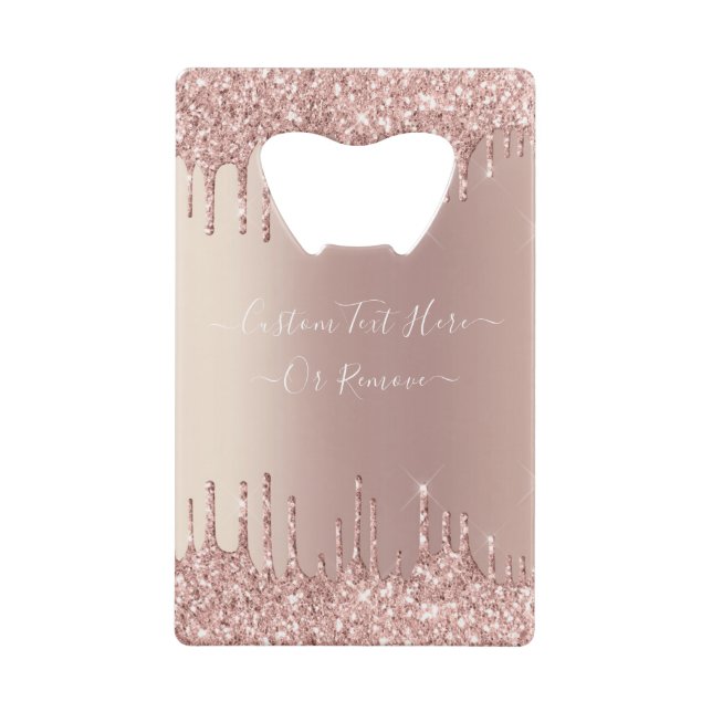 Rose Gold Glitter Bottle Opener with Custom Text (Back)