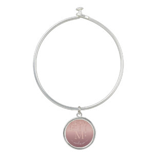 Rose Gold Glitter Bracelet Custom Name and Letter