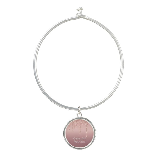 Rose Gold Glitter Bracelet with Custom Text (Front)