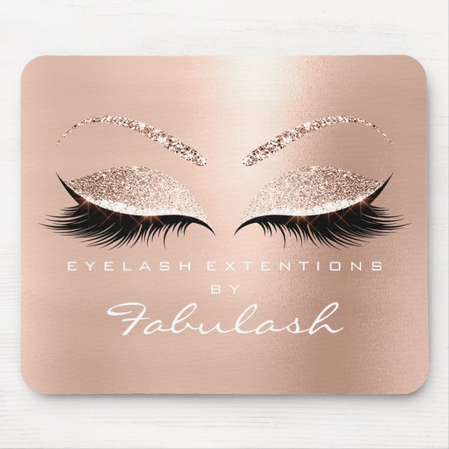 Rose Gold Glitter Branding Beauty Lashes Eyes Mouse Pad (Front)