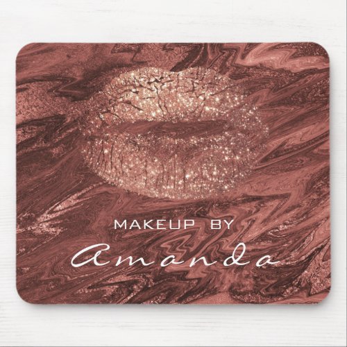 Rose Gold Glitter Branding Beauty Lips Kiss Coffe Mouse Pad