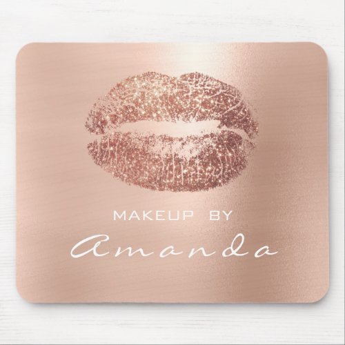 Rose Gold Glitter Branding Beauty Lips Kiss Pink Mouse Pad