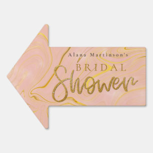 Rose Gold Glitter Bridal Shower Arrow Sign