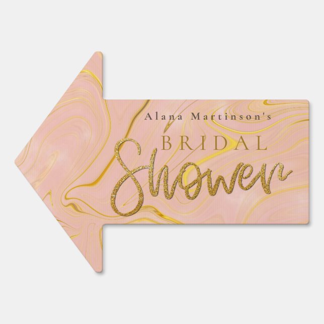 Rose Gold Glitter Bridal Shower Arrow Sign (Front)