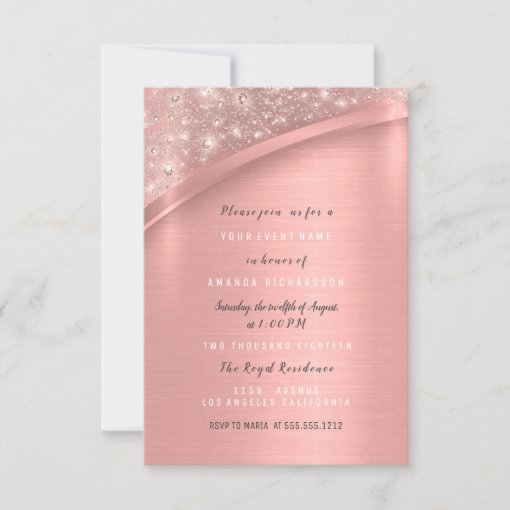 Rose Gold Glitter Bridal Shower Birthday Sweet Invitation Zazzle