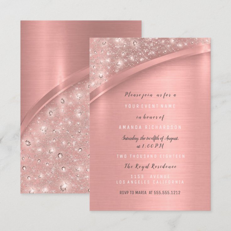 Rose Gold Glitter Bridal Shower Birthday Sweet Invitation Zazzle