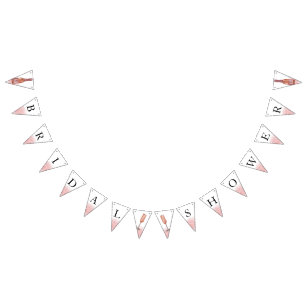 Rose Gold Glitter Bridal Shower Bunting Flags