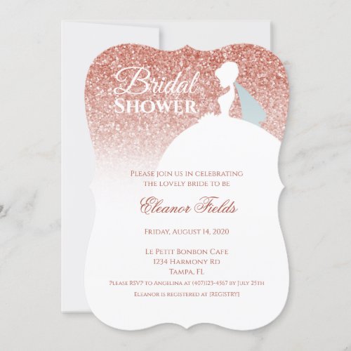 Rose Gold Glitter Bridal Shower Invitation