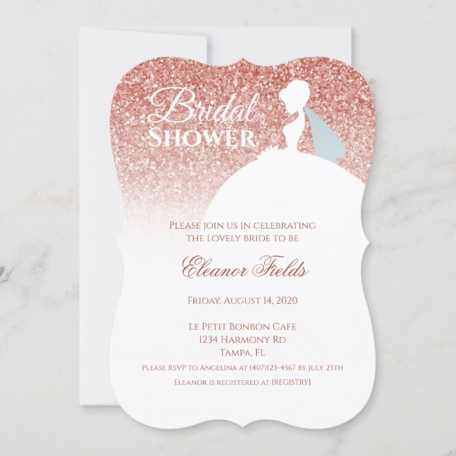 Rose Gold Glitter Bridal Shower Invitation (Front)
