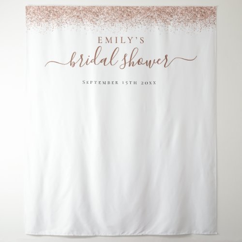 Rose Gold Glitter Bridal Shower Photo Background  Tapestry