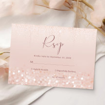 Rose Gold Glitter Bridal Shower RSVP Card