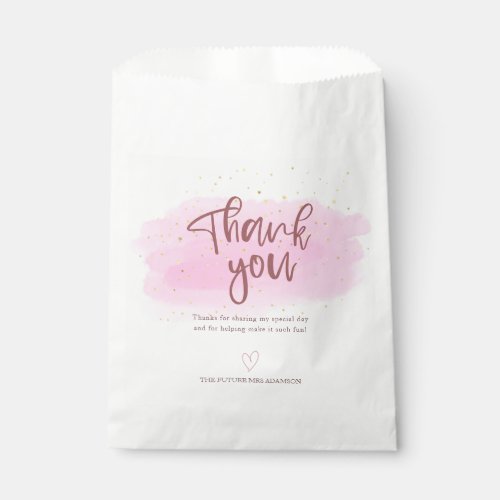 Rose Gold Glitter Bridal Shower Thank You  Favor Bag