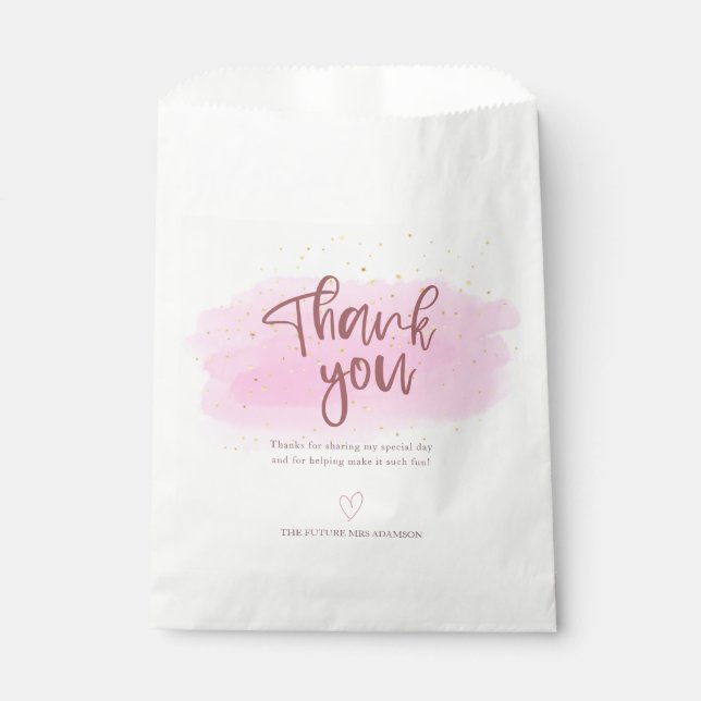 Rose Gold Glitter Bridal Shower Thank You  Favor Bag (Front)