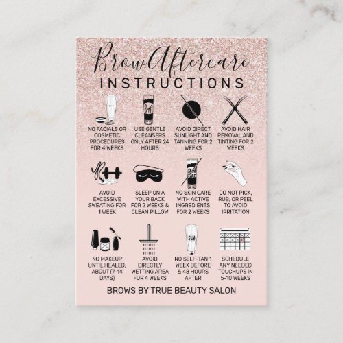 Rose Gold Glitter Brows Aftercare Icon Business Card