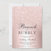 Rose gold glitter brunch bubbly bridal shower invitation (Front)