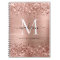 Rose Gold Glitter Brushed Metal Monogram Script