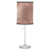 Rose Gold Glitter Brushed Metal Monogram Script Table Lamp (Right)
