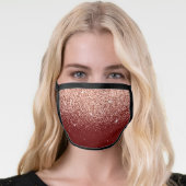 Rose Gold Glitter Burgundy Blush Pink Black Cloth Face Mask (Worn Her)