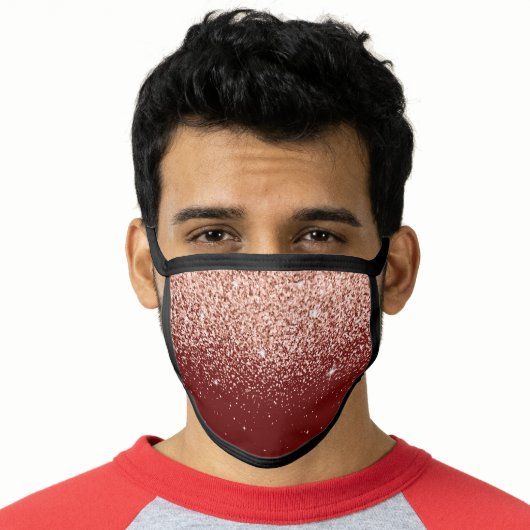 Rose Gold Glitter Burgundy Blush Pink Black Cloth Face Mask (Worn Him)