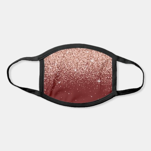 Rose Gold Glitter Burgundy Blush Pink Black Cloth Face Mask (Front)