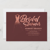 Rose Gold Glitter Burgundy Red Bridal Shower Invitation (Front)