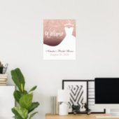 Rose gold glitter burgundy welcome bridal shower poster (Home Office)