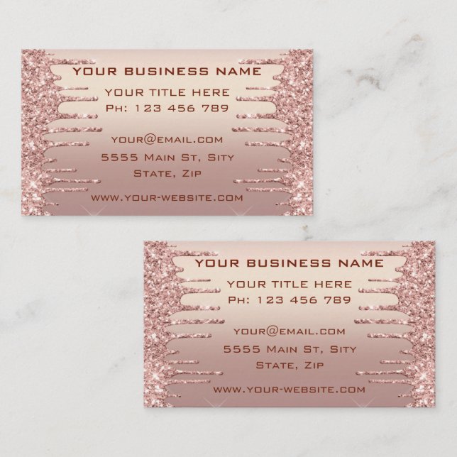 Rose Gold Glitter Business Card Design Your Own (Front/Back)