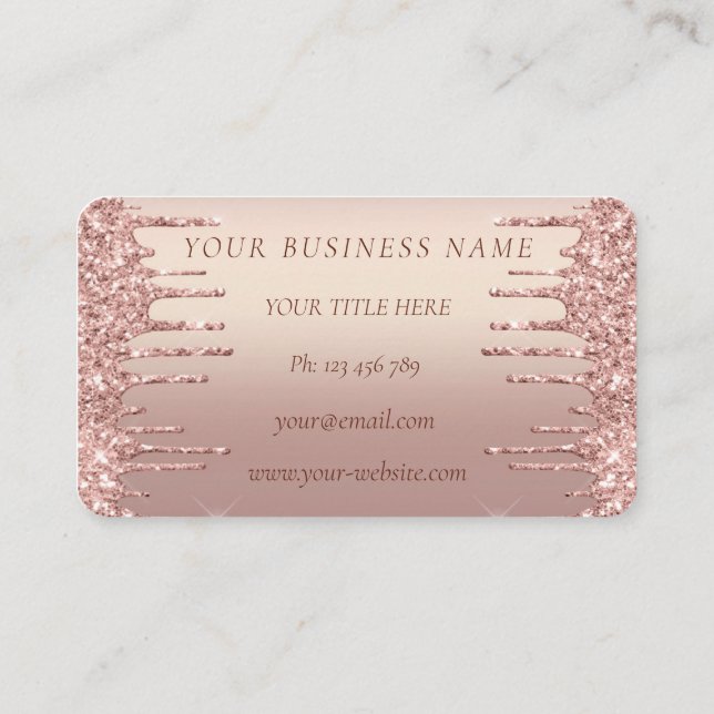 Rose Gold Glitter Business Card Your Personalized (Back)