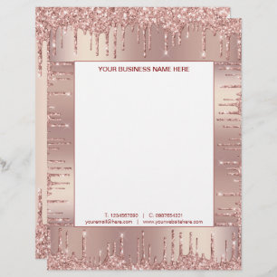 Rose Gold Glitter Business Letterhead Template