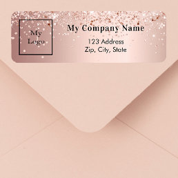 Rose gold glitter business logo return address label