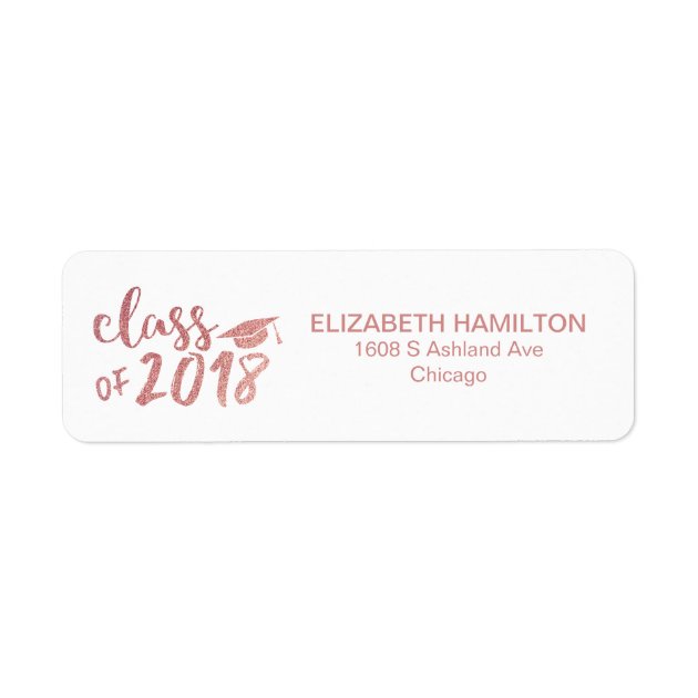 Rose Gold Glitter Calligraphy Graduation Party Label