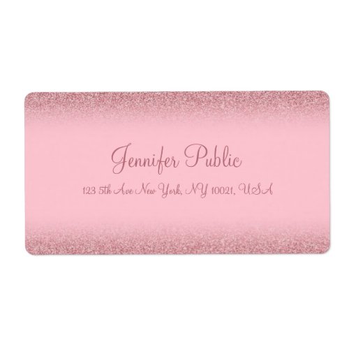 Rose Gold Glitter Calligraphy Shipping Address Label