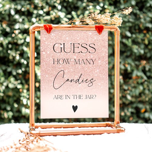 Rose gold glitter candies game bridal shower invitation
