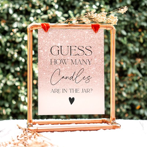 Rose gold glitter candles game bridal shower invitation