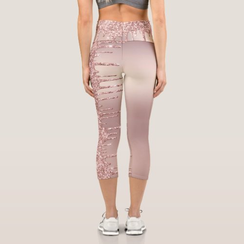 Rose Gold Glitter Capri Leggings