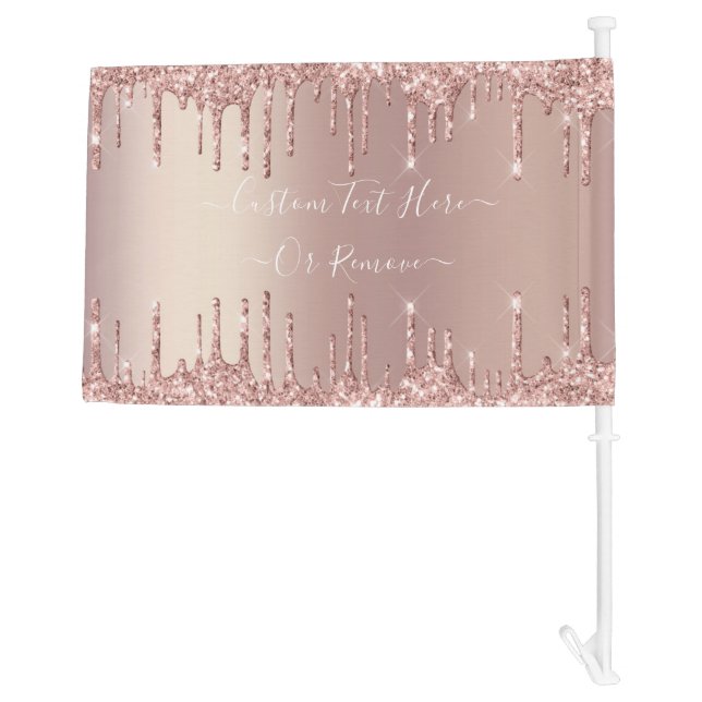 Rose Gold Glitter Car Flag with Custom Text (Back)