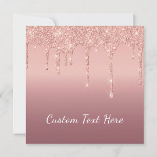 Rose Gold Glitter Cards Personalized Custom Text