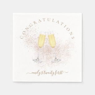 Rose Gold Glitter Champagne 21st birthday Napkins