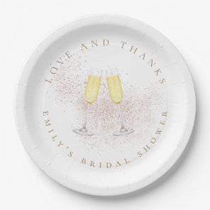 Rose Gold Glitter Champagne Flutes Bridal Shower  Paper Plates