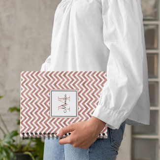 Rose Gold Glitter Chevron Pattern Monogram
