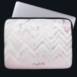 Rose gold glitter chevron pink marble monogram laptop sleeve<br><div class="desc">Blush background for elegant monogram on the bottom with glitter rose gold chevron in the middle and rose marble on the top. Elegant and chic item that can be customized very easy with a change of font or its color, or you can just opt to write your name and customize...</div>
