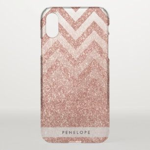Rose Gold Glitter Chevron iPhone X Case