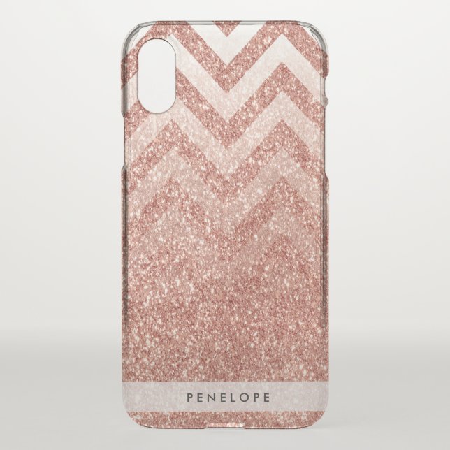 Rose Gold Glitter Chevron Uncommon iPhone Case (Back)