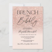 Rose gold glitter chic brunch bubbly bridal shower invitation (Front)