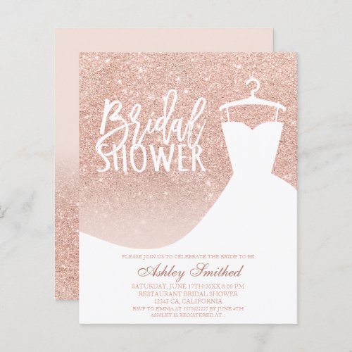 Rose gold glitter chic budget dress Bridal shower